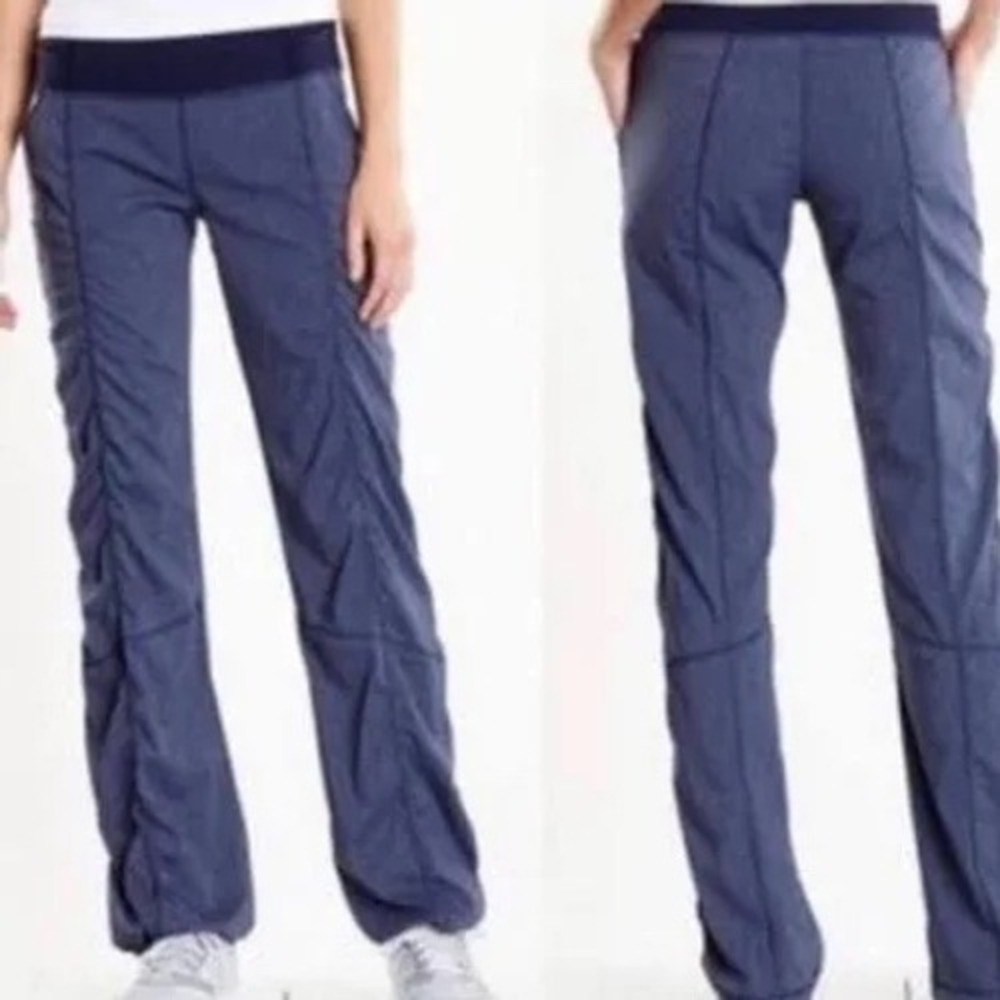 Lucy Women Navy Blue Heathered Straight Leg Activewear Yoga Hiking Pants Size M